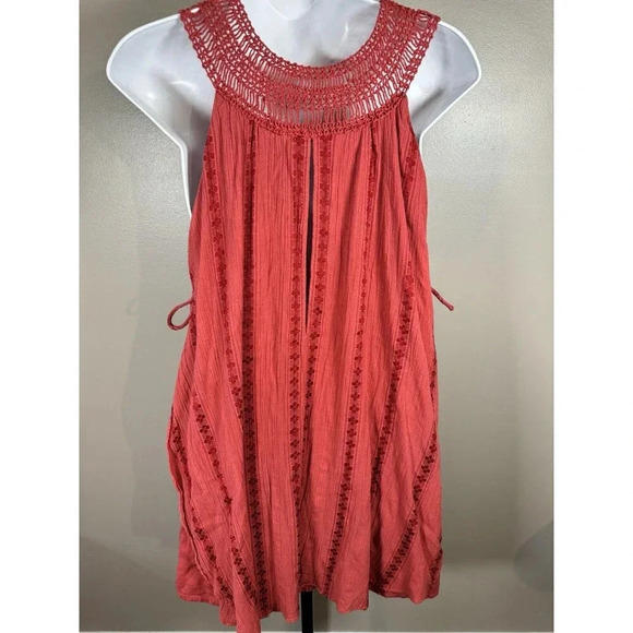 Free People Wondering Star Embroidered Crochet Side-Tie Short Mini Dress Size S - Picture 4 of 7